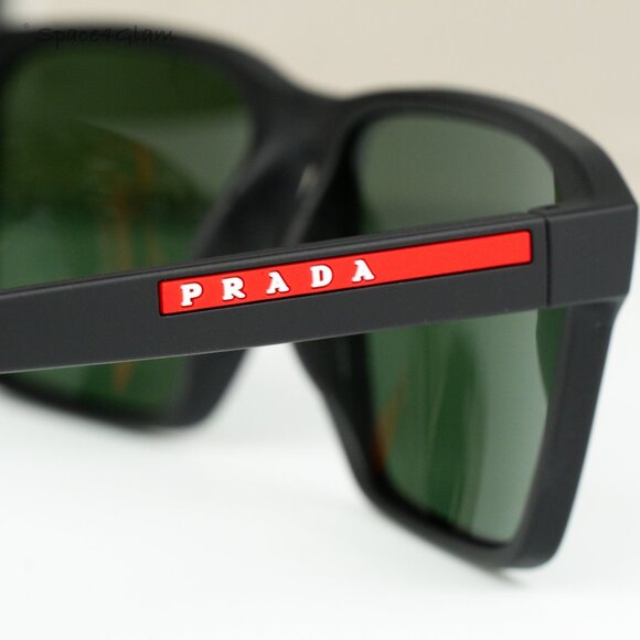 NEW Prada Linea Rossa PS05YS DG006U Black Dark Green Rectangle Unisex Sunglasses - Picture 4 of 8